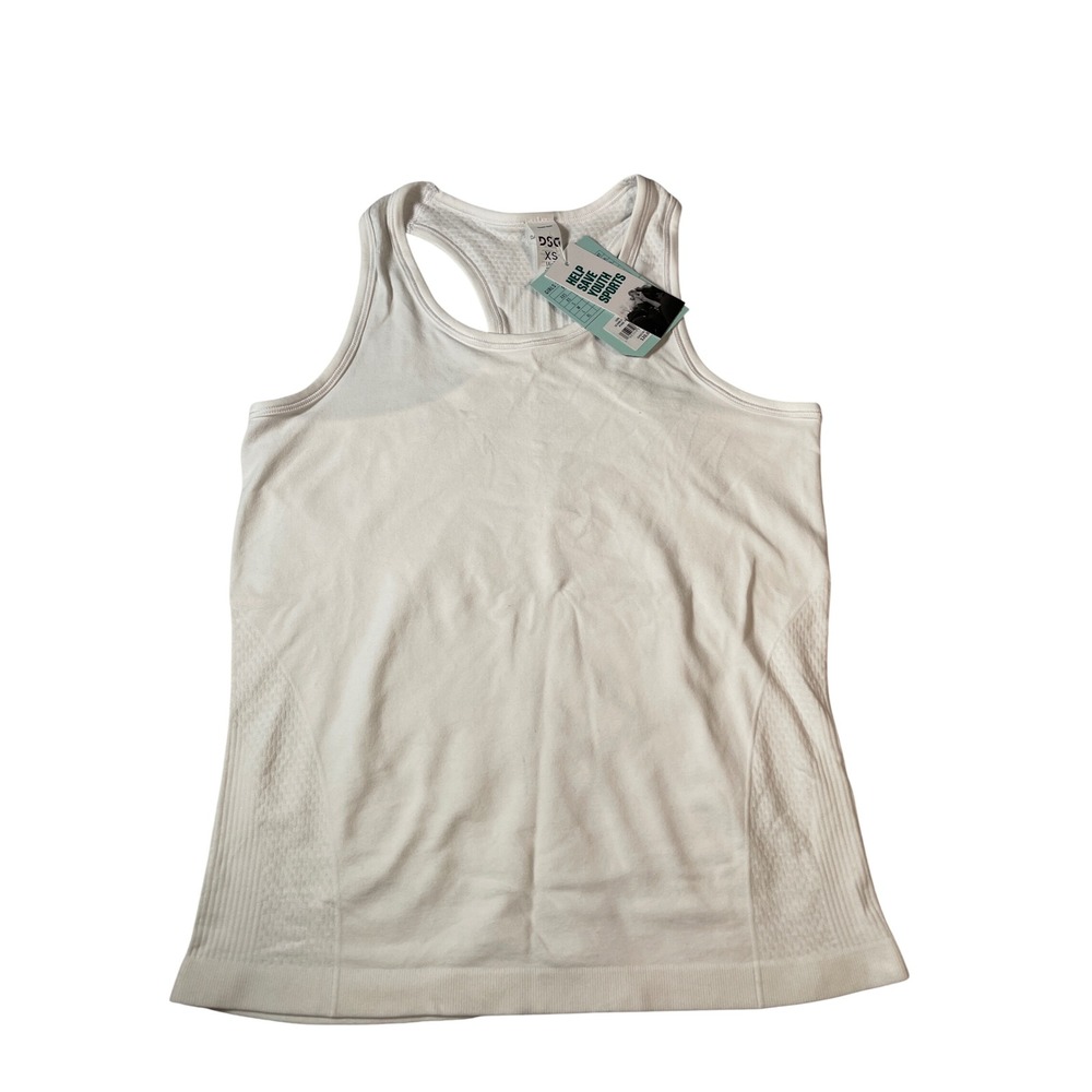 DSG Girls Seamless Racerback Tank Top White XS 6-7 Athletic Activewear NWT